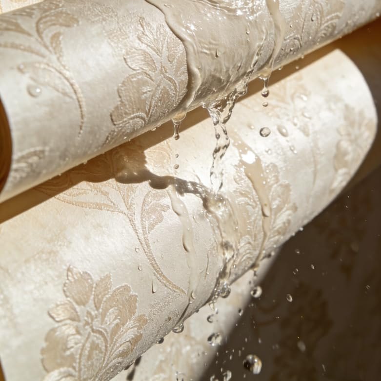 Water beading on waterproof Rugreat wallpaper